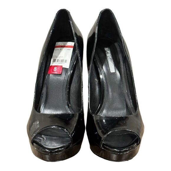 BCBGeneration BG Sasha Peep Toe Platform Pumps in the Size 8 in Black Patent - Picture 9 of 15